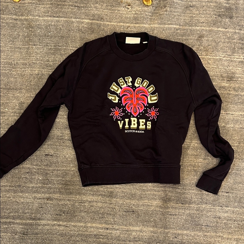 Scotch & Soda Black Sweater with Pink and Red Design